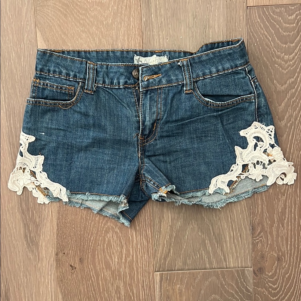 Altard State Lace Trim Denim Shorts